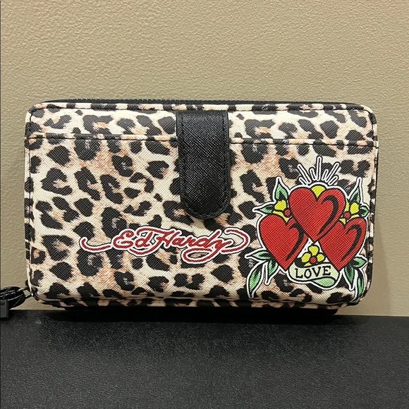 Ed Hardy | Leopard Print Wallet/Wristlet - Picture 1 of 11